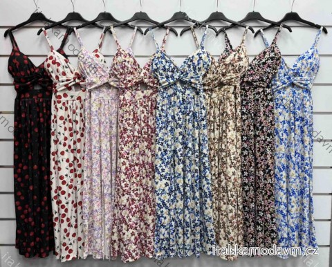 Šaty  letní dlouhé květované na ramínka dámské (XS/S/M ONE SIZE) ITALSKÁ MÓDA IMWDK252034