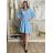 Šaty letný mušelín 3/4 dlhý rukáv dámske LILI (S/M/L ONE SIZE) TALIANSKA MÓDA IMWGS251111/DU S/M/L svetlo modrá