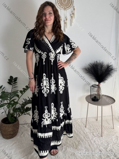 Šaty letné krátky rukáv dámske BELLA (M/L-XL/2XL) IMWGDB21153-3F/DUR čierna XL/2XL