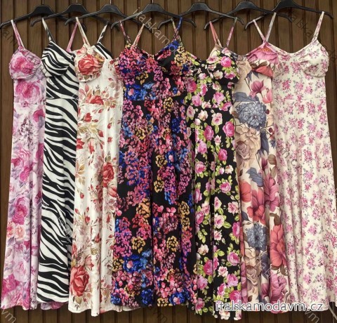 Šaty dlhé letné kvetované na ramienka dámske (XS/S/M ONE SIZE) TALIANSKA MÓDA IMWHD252148