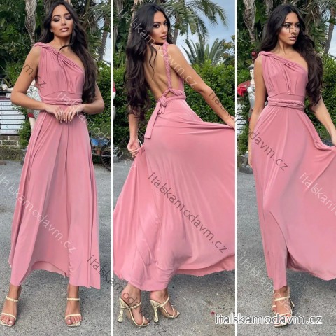 Šaty dlhé letné elegantné spoločenské variabilné na ramienka dámske (S/M ONE SIZE) TALIANSKA MÓDA IMM23HG3000
