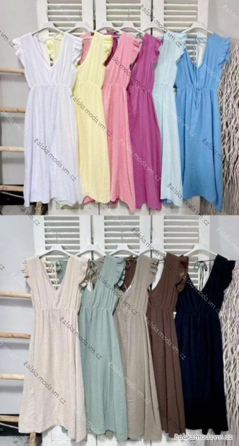 Šaty letné mušelínové krátky rukáv dámske (S/M/L ONE SIZE) TALIANSKA MÓDA IMWKK252207