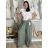 Kalhoty mušelínové letní oversize dámské nadrozměr LUCY (46/48/50 ONE SIZE) ITALSKÁ MÓDA IM425312/DUR khaki 46/48/50