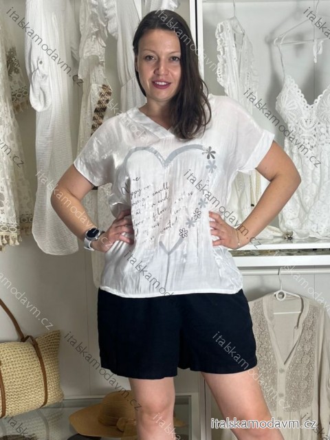 Tunika krátky rukáv dámska nadrozmer JULIE (S/M/L ONE SIZE) TALIANSKA MÓDA IMWDT251639/DUR S/M/L biela