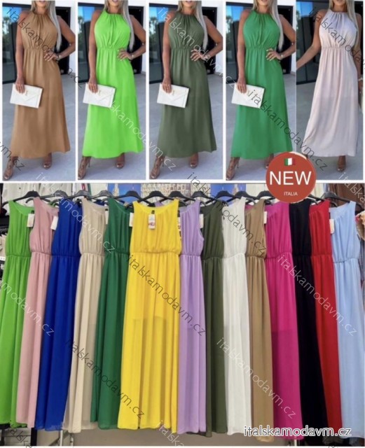 Šaty dlhé šifónové letné bez rukávov dámske (XS/S/M ONE SIZE) TALIANSKA MÓDA IMWB25907/DU -   ružová staroružová -   S / M
