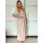 Šaty dlhé košeľové krátky rukáv dámske (S/M ONE SIZE) TALIANSKA MÓDA IMPVN2525153/DU -   béžová -   S / M