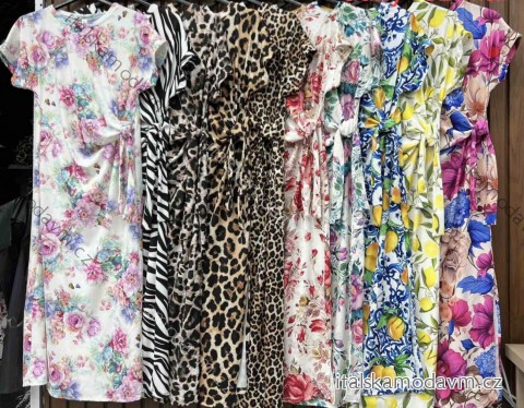 Šaty dlhé letné krátky rukáv dámske nadrozmer (42/44/46 ONE SIZE) TALIANSKA MÓDA IMWHD252371