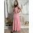 Šaty dlhé letné na ramienka dámske nadrozmer LEONA (M/L - XL/XXL ONE SIZE) IMWGD25V063/DR M / L ružová