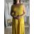 Šaty dlouhé letní na ramínka dámské nadrozměr LEONA (M/L - XL/XXL ONE SIZE) IMWGD25V063/DR XL/2XL žlutá