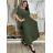 Šaty dlhé elegantný letný krátky rukáv dámske nadrozmer ASTRA (42/44/46 ONE SIZE) TALIANSKA MÓDA IM425422/DUR khaki 42/44/46