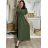 Šaty dlhé elegantný letný krátky rukáv dámske nadrozmer ASTRA (42/44/46 ONE SIZE) TALIANSKA MÓDA IM425422/DUR khaki 42/44/46