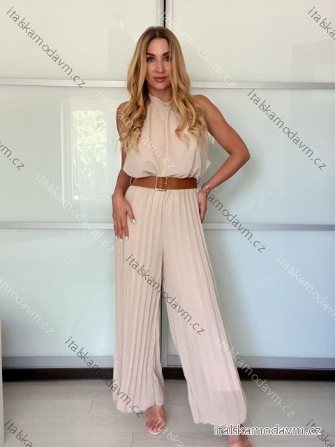 Overal dlhý elegantné skladaný bez rukávov dámske (S/M ONE SIZE) TALIANSKA MÓDA IMPGM2323232/DU -   béžová -   S/M/L