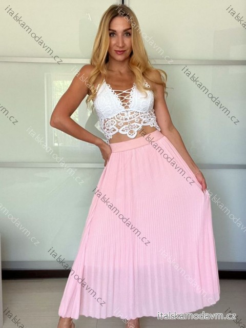 Sukně dlouhá skládaná dámská (S/M/L ONE SIZE) ITALSKÁ MÓDA IMPLI2523006/DU -   růžová světlá -   S/M/L