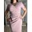 Šaty společenské elegantní krátký rukáv dámské nadrozměr ALDONA (40-50 ONE SIZE) POLSKÁ MÓDA PMLBT25ALDONA/DUR 48 tm.starorůžová