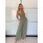 Overal dlhý elegantný žabičkovaný carmen bez rukávov dámsky (S/M/L ONE SIZE) TALIANSKA MÓDA IM425322/DUR tmavá khaki S/M/L