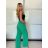 Nohavice dlhé letné dámske (S/M/L ONE SIZE) TALIANSKA MODA IM7250004/DU - zelená - S/M/L