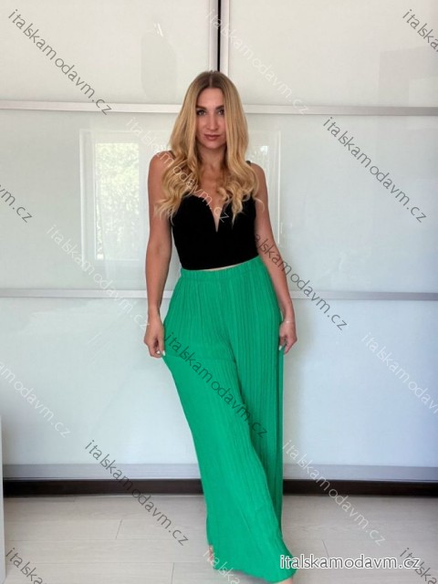 Kalhoty dlouhé letní dámské (S/M/L ONE SIZE) ITALSKÁ MÓDA IMD25446/DU -   zelená -   S/M/L