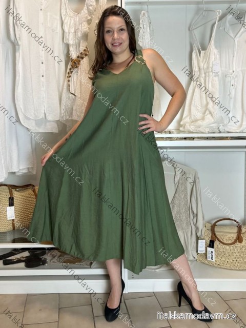 Šaty dlhé letné na ramienka dámske ETNA (S/M/L ONE SIZE) TALIANSKA MÓDA IM425473/DR
