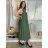Šaty dlhé letné na ramienka dámske ETNA (S/M/L ONE SIZE) TALIANSKA MÓDA IM425473/DR S/M/L zelená