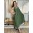 Šaty dlouhé letní na ramínka dámské ETNA (S/M/L ONE SIZE) ITALSKÁ MÓDA IM425473/DR S/M/L zelená khaki