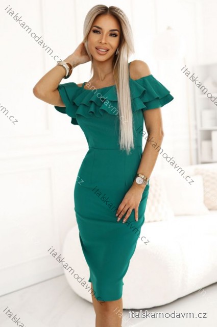 599-2 CARMEN Priliehavé midi šaty v španielskom štýle - zelené