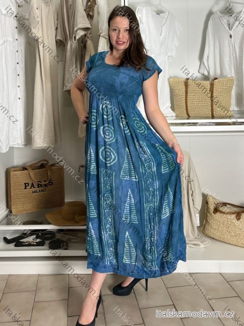 Šaty voľnočasové krátky rukáv dámske (M/L/XL ONE SIZE) TALIANSKA MÓDA IMBM24B-10737/DR tm. modrá M/L