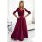 Šaty dlouhé elegantní dámské (2XL) Polská MÓDA NUMECO25309-9/DU XXL vínová