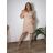 Šaty společenské elegantní krátký rukáv dámské nadrozměr ALDONA (40-50 ONE SIZE) POLSKÁ MÓDA PMLBT25ALDONA-1/DUR 50 růžová starorůžová