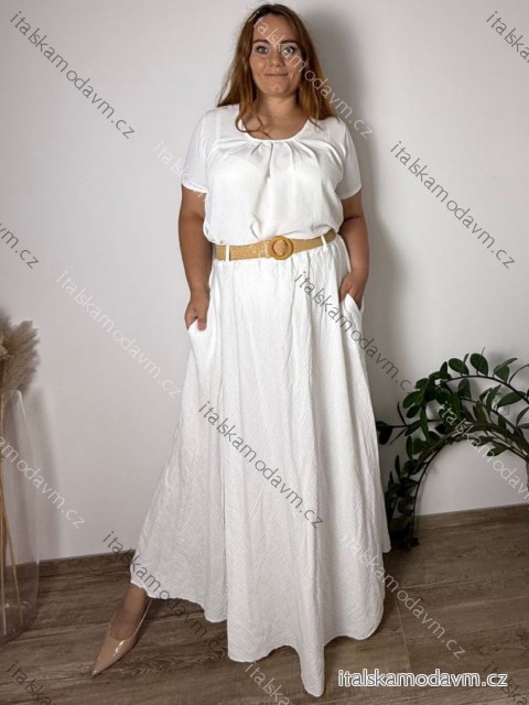 Sukňa mušelínová dlhá s páskem dámska nadrozmer ERIKA (48/50/52 ONE SIZE) TALIANSKA MÓDA IM425486/DUR