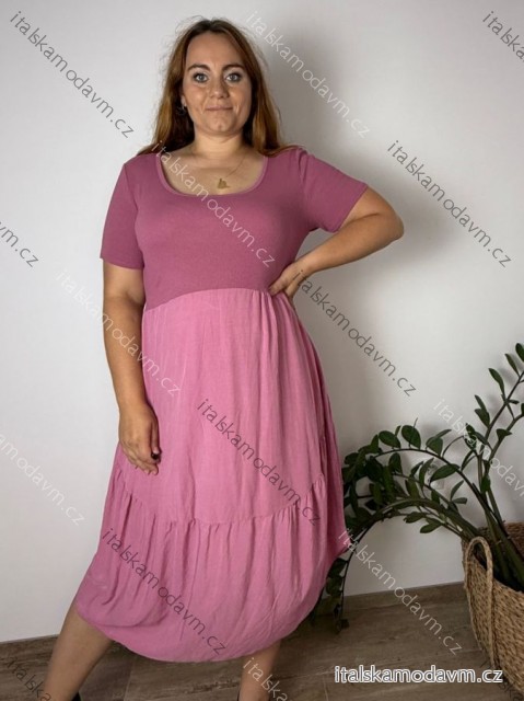 Šaty voľnočasové letné krátky rukáv dámske nadrozmer MAGIE (46/48/50 ONE SIZE) TALIANSKA MÓDA IM425270