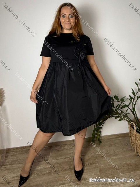 Šaty krátke elegantný letný krátky rukáv dámske nadrozměr RAMONA  (46/48/50 ONE SIZE) TALIANSKA MÓDA IMPLI2550185/DU