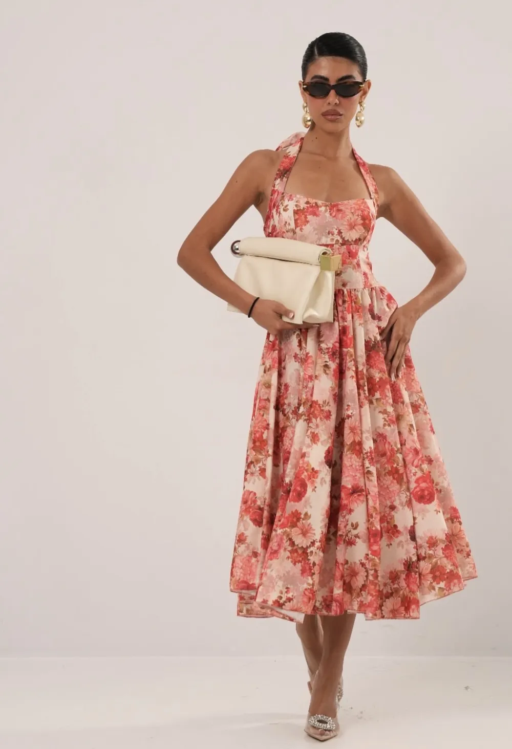 Šaty letné kvetované na viazanie za krkom dámske (S/M/L ONE SIZE) TALIANSKA MÓDA IMPBB25B26366