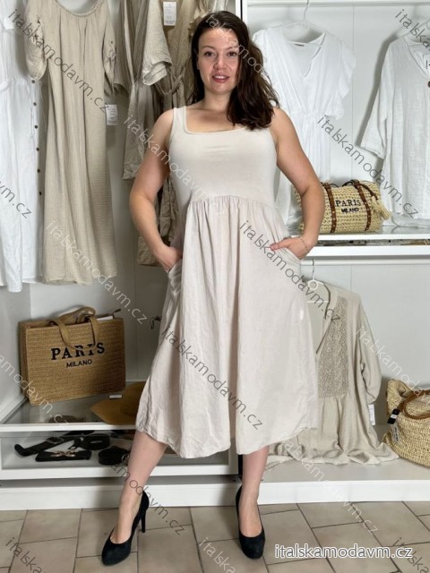 Šaty  letné na ramienka dámske LIDIE (S/M/L ONE SIZE) TALIANSKA MÓDA IM725LIDIE/DUR S/M/L béžová