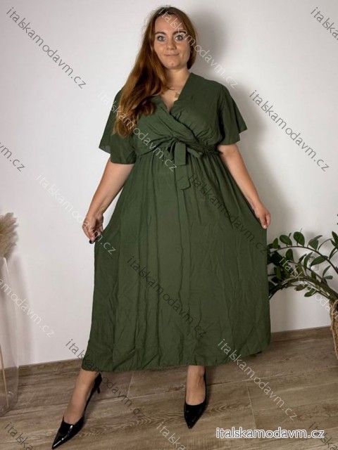 Šaty dlhé letné krátky rukáv dámske nadrozmer (52/54/56 ONE SIZE) TALIANSKA MÓDA IM425487/DU