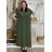 Šaty dlhé elegantný letný krátky rukáv dámske nadrozmer ASTRA (42/44/46 ONE SIZE) TALIANSKA MÓDA IM425422/DUR khaki 42/44/46