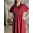 Šaty dlhé elegantný letný krátky rukáv dámske nadrozmer ASTRA (42/44/46 ONE SIZE) TALIANSKA MÓDA IM425422/DUR vínová 42/44/46