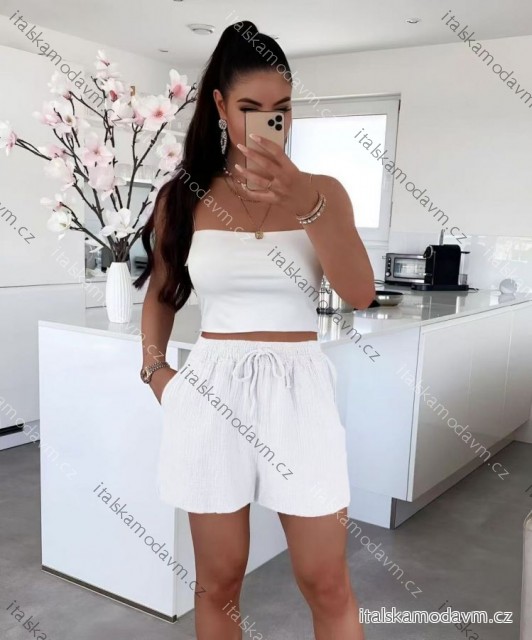 Kraťasy šortky mušelín dámske HANNAH  (S/M/L ONE SIZE) TALIANSKA MÓDA IMD25143/DU