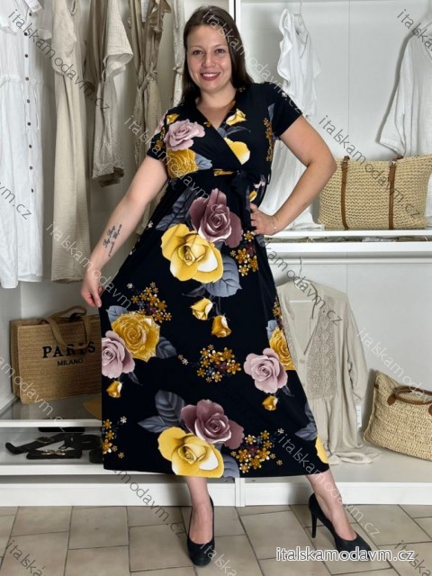 Šaty dlhé letné krátky rukáv dámske (VESNA S/M/L ONE SIZE) TALIANSKA MóDA IM3251111-1/DU S/M/L čierna