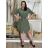 Šaty letní mušelín krátký rukáv nadrozměr dámské (M/L/XLONE SIZE) ITALSKÁ MÓDA IM423STYLE/DUR khaki M/L/XL