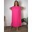 Šaty dlhé oversize elegantní plisované krátky rukáv dámske nadrozmer EMILIA (42/44/46 ONE SIZE) TALIANSKA MÓDA IM425EMILIA/DUR  středně růžová 42/44/46