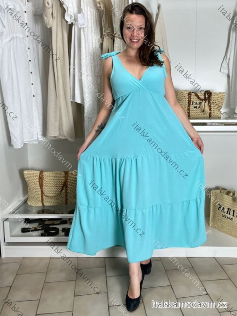 Šaty dlhé letné bez rukávu dámske RICKY (M/L/XL ONE SIZE) TALIANSKA MÓDA IMD252534/DU M/L/XL svetlo mintová