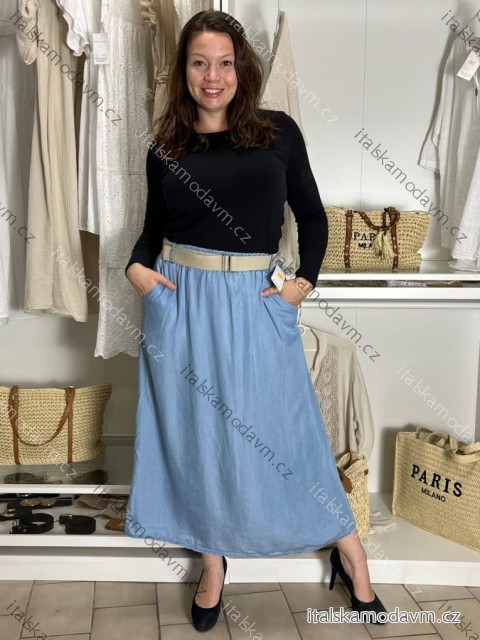 Sukňa dlhá s opaskom dámska NINA (S/M/L ONE SIZE) TALIANSKA MÓDA IM42511112/DU S/M/L svetlo modrá