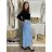 Sukňa dlhá s opaskom dámska NINA (S/M/L ONE SIZE) TALIANSKA MÓDA IM42511112/DU S/M/L svetlo modrá