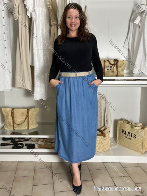 Sukně dlouhá s páskem dámská NINA (S/M/L ONE SIZE) ITALSKÁ MÓDA IM42511112/DU S/M/L tmavě modrá