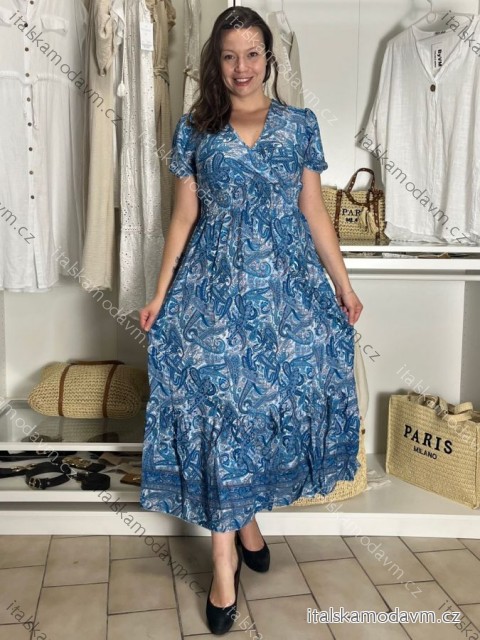 Šaty dlhé letné krátky rukáv dámske nadrozmer FREJA (M/L-XL/2XL) IMWDF256984/DUR