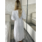 Šaty elegantní dlouhé letní mušelínové krátký rukáv dámské DAINA (S/M/L ONE SIZE) ITALSKÁ MÓDA IMWGS251707/DUR S/M/L světle modrá