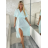 Šaty elegantní dlouhé letní mušelínové krátký rukáv dámské DAINA (S/M/L ONE SIZE) ITALSKÁ MÓDA IMWGS251707/DUR S/M/L světle modrá