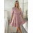 Šaty letný mušelín krátký dlhý rukáv dámske BELLA (S/M/L ONE SIZE) TALIANSKA MÓDA IMWGS251112/DU hnědá S/M/L