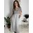 Šaty dlhé letné rebrované krátky rukáv dámske (XS/S/M/L ONE SIZE) TALIANSKA MÓDA IMSM25128