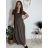 Šaty dlhé letné rebrované krátky rukáv dámske (XS/S/M/L ONE SIZE) TALIANSKA MÓDA IMSM25128